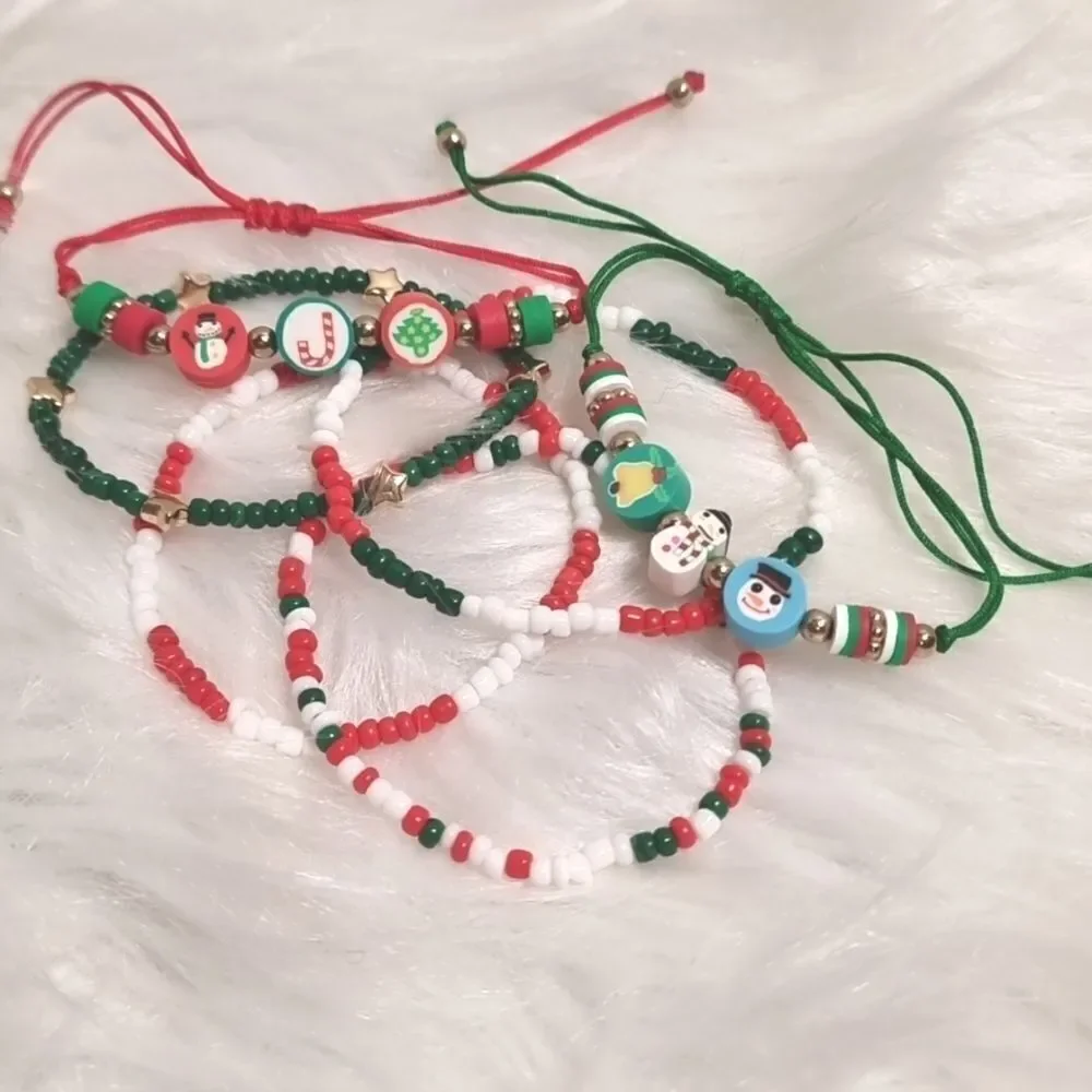 👋 CHRISTMAS STACKING 6 BRACELET SET charm adjustable